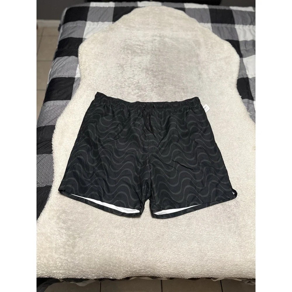 New Old Navy Men's Black Gray Lined Swim Trunks Shorts Size XL